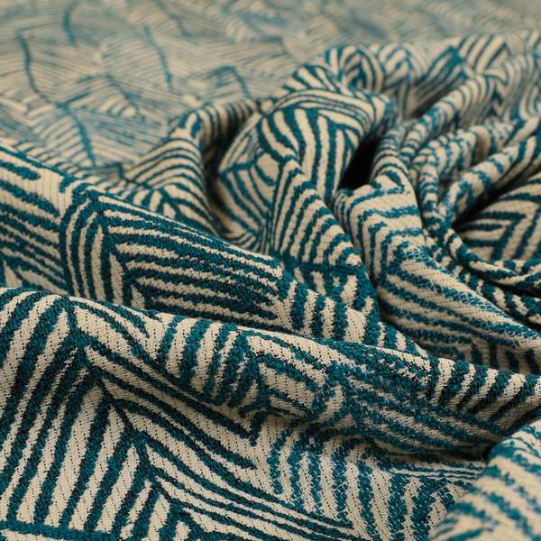 Piccadilly Collection Leaf Floral Pattern Woven Upholstery Teal Chenille Fabric JO-530
