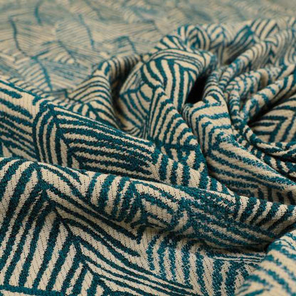 Piccadilly Collection Leaf Floral Pattern Woven Upholstery Teal Chenille Fabric JO-530 - Handmade Cushions