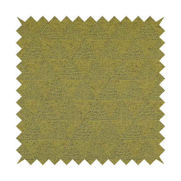 Piccadilly Collection Geometric Triangle Pattern Woven Upholstery Green Chenille Fabric JO-532 - Roman Blinds