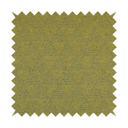 Piccadilly Collection Geometric Triangle Pattern Woven Upholstery Green Chenille Fabric JO-532 - Roman Blinds