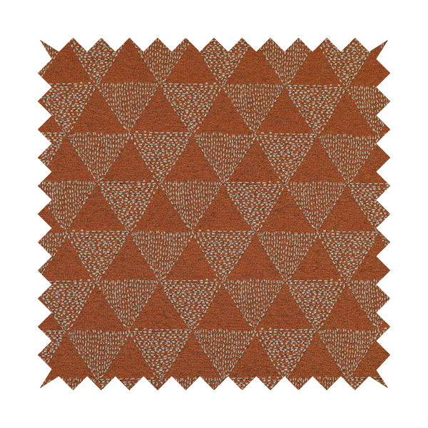 Piccadilly Collection Geometric Triangle Pattern Woven Upholstery Orange Chenille Fabric JO-533 - Made To Measure Curtains