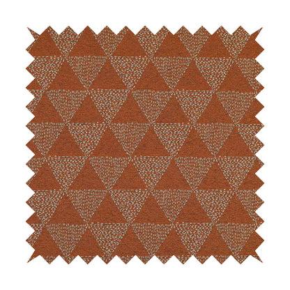 Piccadilly Collection Geometric Triangle Pattern Woven Upholstery Orange Chenille Fabric JO-533 - Made To Measure Curtains