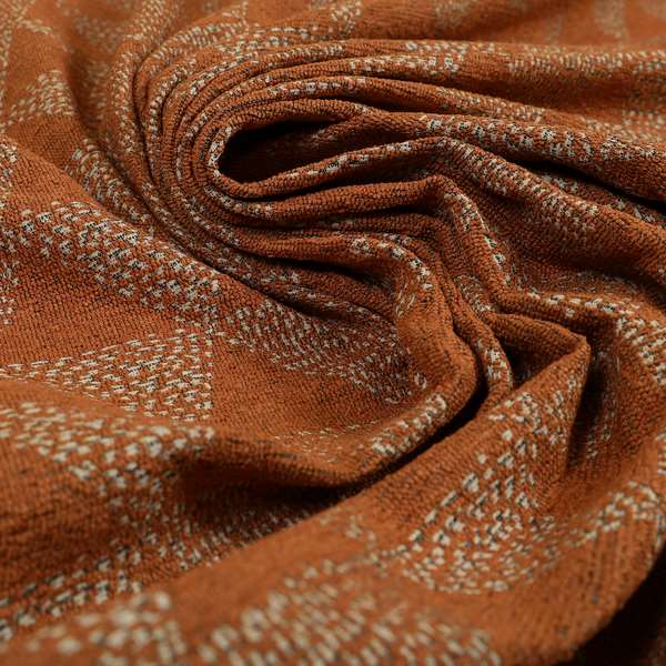 Piccadilly Collection Geometric Triangle Pattern Woven Upholstery Orange Chenille Fabric JO-533 - Made To Measure Curtains