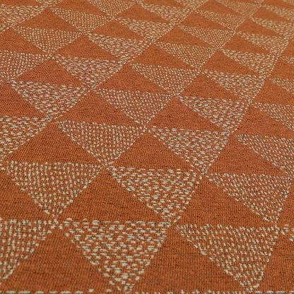 Piccadilly Collection Geometric Triangle Pattern Woven Upholstery Orange Chenille Fabric JO-533 - Made To Measure Curtains