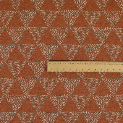 Piccadilly Collection Geometric Triangle Pattern Woven Upholstery Orange Chenille Fabric JO-533 - Roman Blinds