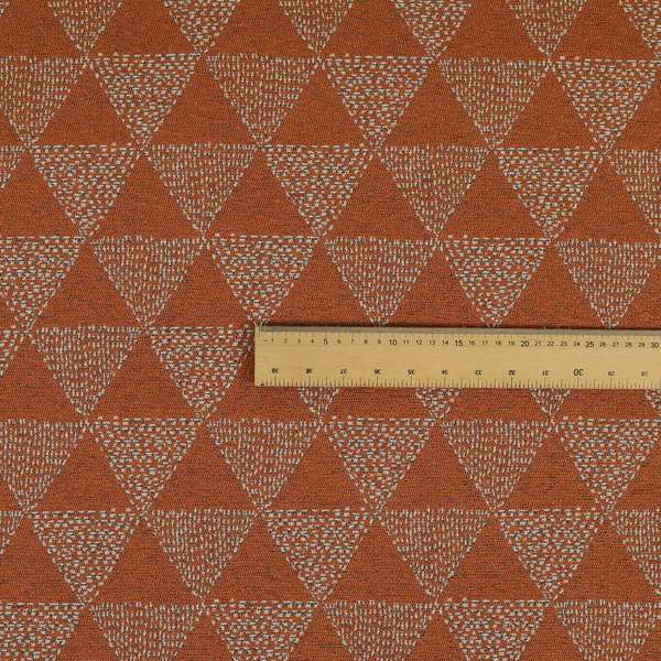 Piccadilly Collection Geometric Triangle Pattern Woven Upholstery Orange Chenille Fabric JO-533