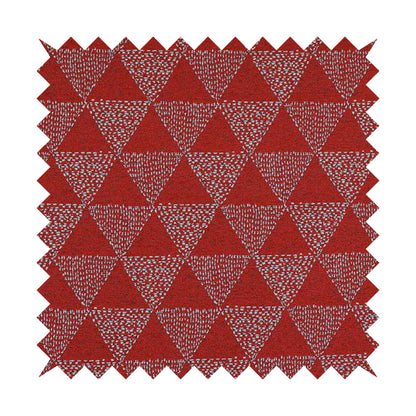 Piccadilly Collection Geometric Triangle Pattern Woven Upholstery Red Chenille Fabric JO-534 - Made To Measure Curtains