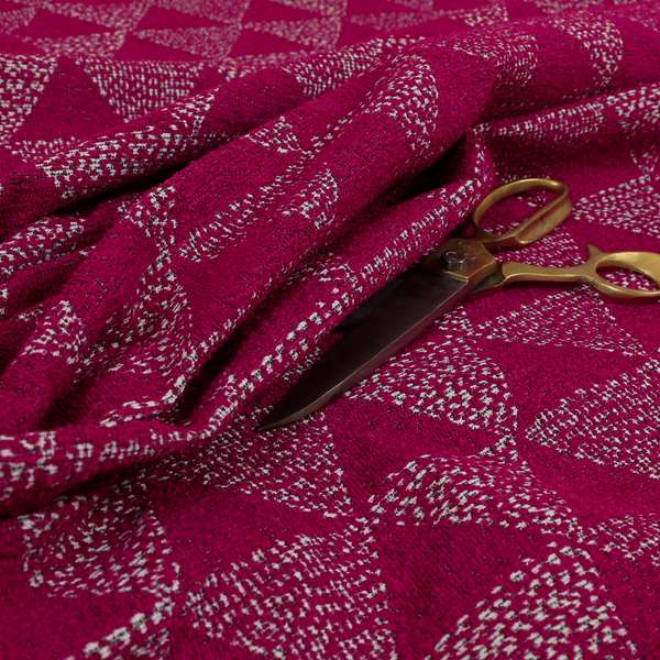 Piccadilly Collection Geometric Triangle Pattern Woven Upholstery Pink Chenille Fabric JO-535 - Handmade Cushions