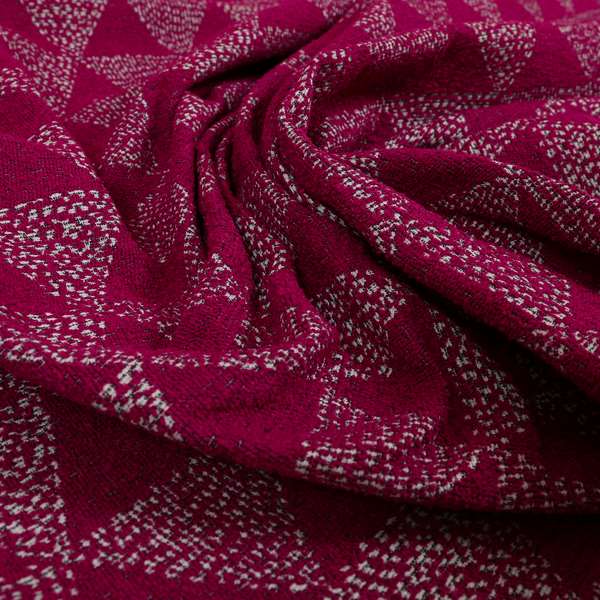 Piccadilly Collection Geometric Triangle Pattern Woven Upholstery Pink Chenille Fabric JO-535 - Roman Blinds