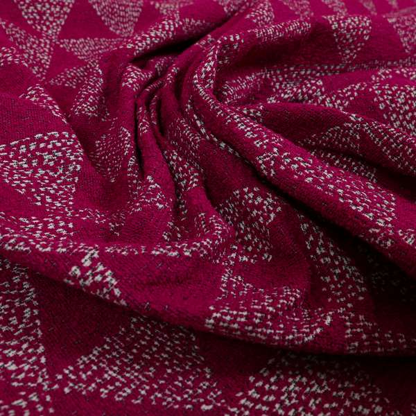 Piccadilly Collection Geometric Triangle Pattern Woven Upholstery Pink Chenille Fabric JO-535