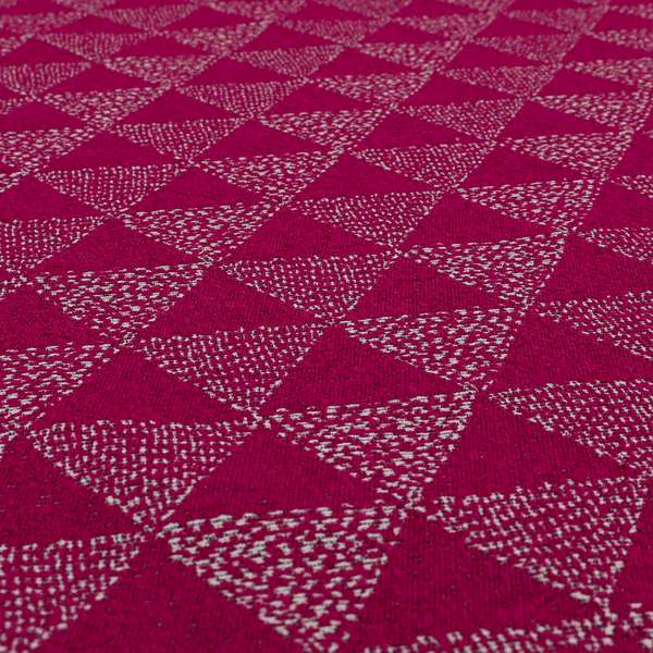 Piccadilly Collection Geometric Triangle Pattern Woven Upholstery Pink Chenille Fabric JO-535