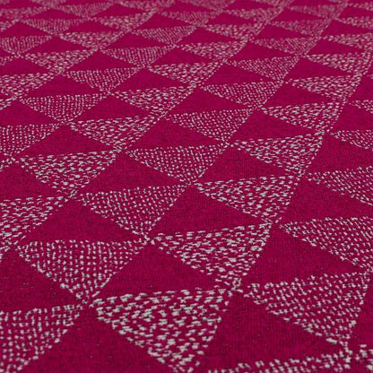 Piccadilly Collection Geometric Triangle Pattern Woven Upholstery Pink Chenille Fabric JO-535 - Handmade Cushions