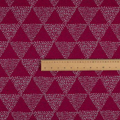 Piccadilly Collection Geometric Triangle Pattern Woven Upholstery Pink Chenille Fabric JO-535 - Roman Blinds