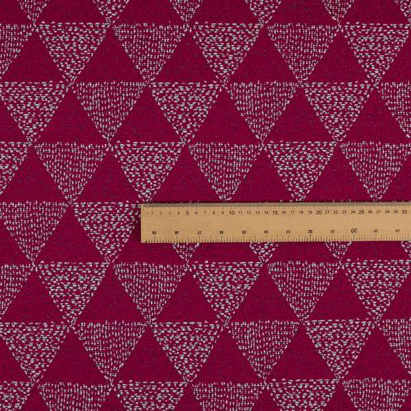 Piccadilly Collection Geometric Triangle Pattern Woven Upholstery Pink Chenille Fabric JO-535 - Made To Measure Curtains