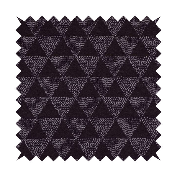 Piccadilly Collection Geometric Triangle Pattern Woven Upholstery Purple Chenille Fabric JO-536 - Roman Blinds