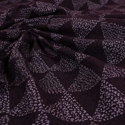 Piccadilly Collection Geometric Triangle Pattern Woven Upholstery Purple Chenille Fabric JO-536