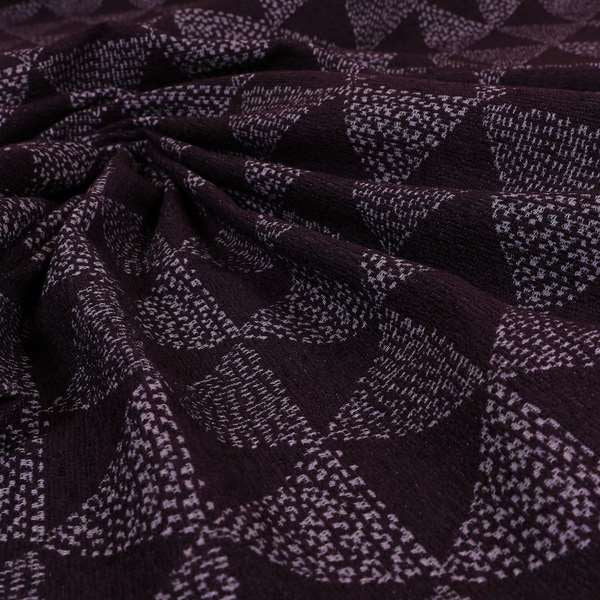 Piccadilly Collection Geometric Triangle Pattern Woven Upholstery Purple Chenille Fabric JO-536 - Made To Measure Curtains