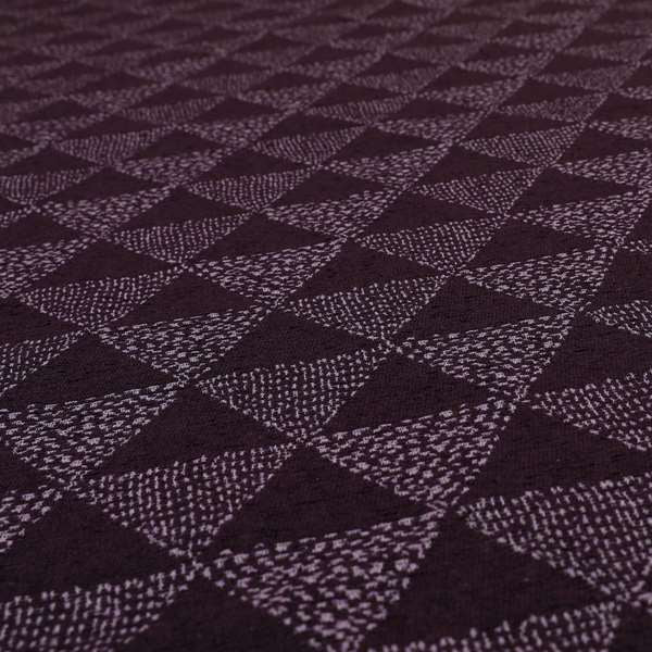 Piccadilly Collection Geometric Triangle Pattern Woven Upholstery Purple Chenille Fabric JO-536 - Roman Blinds