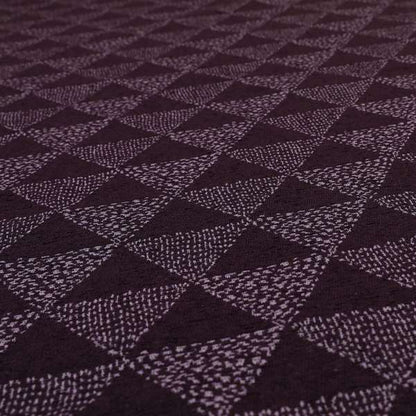 Piccadilly Collection Geometric Triangle Pattern Woven Upholstery Purple Chenille Fabric JO-536 - Made To Measure Curtains