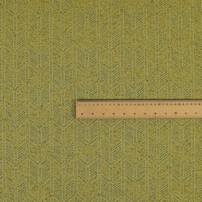 Piccadilly Collection Geometric Chevron Pattern Woven Upholstery Green Chenille Fabric JO-540 - Roman Blinds