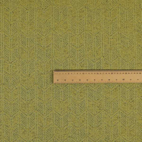 Piccadilly Collection Geometric Chevron Pattern Woven Upholstery Green Chenille Fabric JO-540 - Made To Measure Curtains