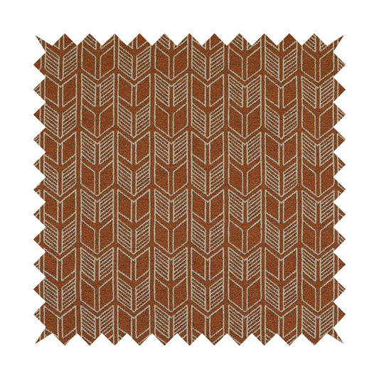 Piccadilly Collection Geometric Chevron Pattern Woven Upholstery Orange Chenille Fabric JO-541