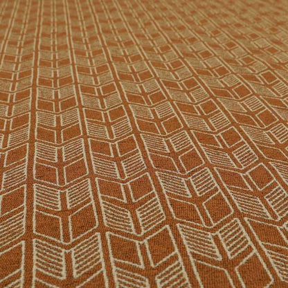 Piccadilly Collection Geometric Chevron Pattern Woven Upholstery Orange Chenille Fabric JO-541 - Roman Blinds