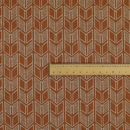 Piccadilly Collection Geometric Chevron Pattern Woven Upholstery Orange Chenille Fabric JO-541 - Roman Blinds