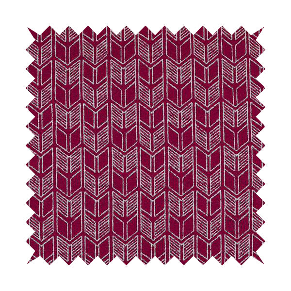 Piccadilly Collection Geometric Chevron Pattern Woven Upholstery Pink Chenille Fabric JO-543 - Made To Measure Curtains