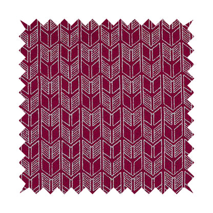 Piccadilly Collection Geometric Chevron Pattern Woven Upholstery Pink Chenille Fabric JO-543 - Made To Measure Curtains