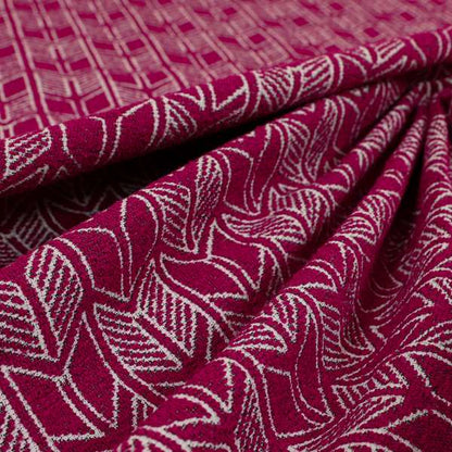 Piccadilly Collection Geometric Chevron Pattern Woven Upholstery Pink Chenille Fabric JO-543 - Roman Blinds