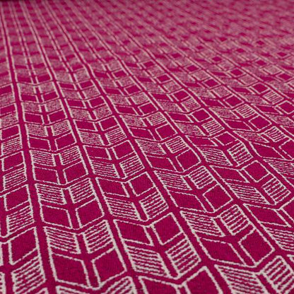 Piccadilly Collection Geometric Chevron Pattern Woven Upholstery Pink Chenille Fabric JO-543 - Made To Measure Curtains