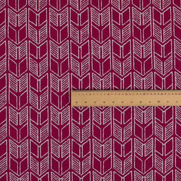 Piccadilly Collection Geometric Chevron Pattern Woven Upholstery Pink Chenille Fabric JO-543 - Roman Blinds