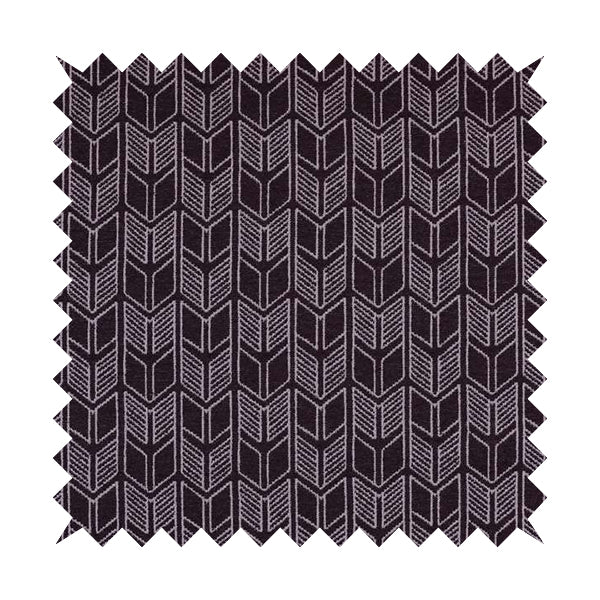 Piccadilly Collection Geometric Chevron Pattern Woven Upholstery Purple Chenille Fabric JO-544 - Made To Measure Curtains