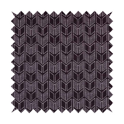 Piccadilly Collection Geometric Chevron Pattern Woven Upholstery Purple Chenille Fabric JO-544 - Made To Measure Curtains