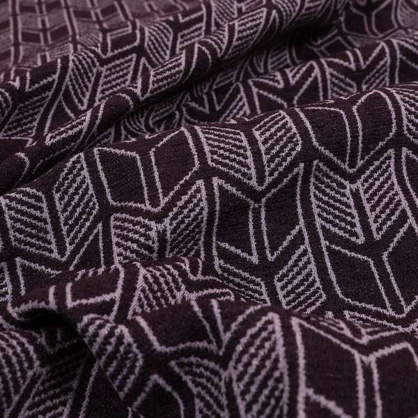 Piccadilly Collection Geometric Chevron Pattern Woven Upholstery Purple Chenille Fabric JO-544 - Made To Measure Curtains