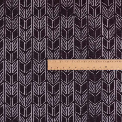 Piccadilly Collection Geometric Chevron Pattern Woven Upholstery Purple Chenille Fabric JO-544 - Roman Blinds