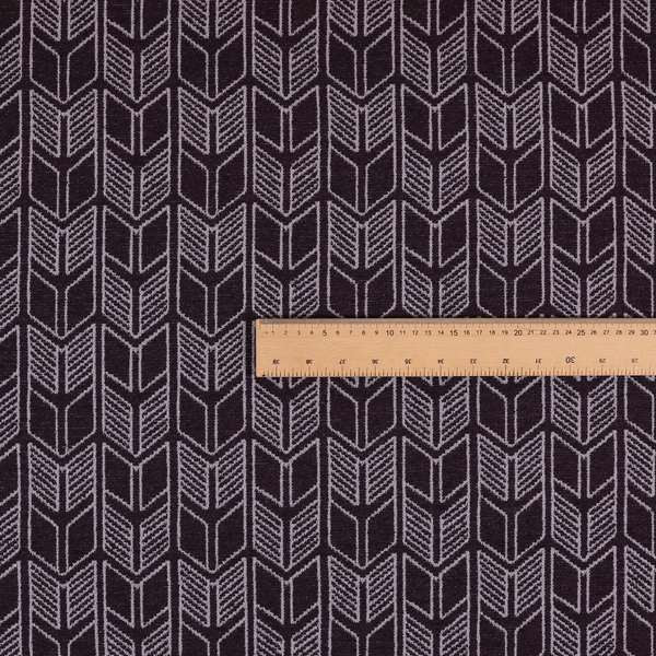 Piccadilly Collection Geometric Chevron Pattern Woven Upholstery Purple Chenille Fabric JO-544 - Made To Measure Curtains