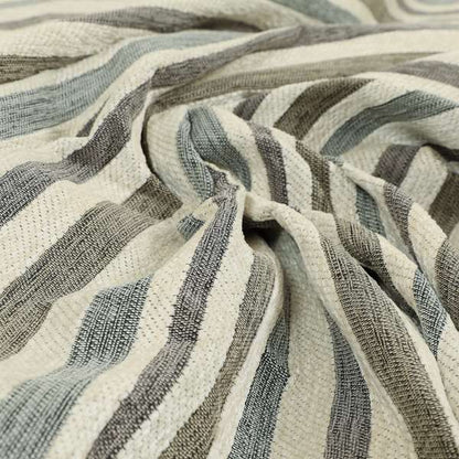 Enya Designer Soft Luxury Striped Fabric Cream Colour Chenille JO-547 - Made To Measure Curtains