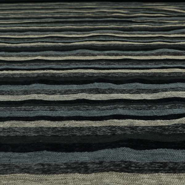 Enya Designer Soft Luxury Striped Fabric Grey Colour Chenille JO-548 - Made To Measure Curtains