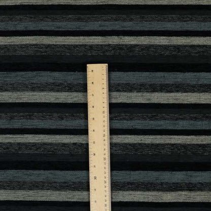 Enya Designer Soft Luxury Striped Fabric Grey Colour Chenille JO-548 - Roman Blinds