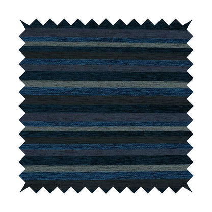 Enya Designer Soft Luxury Striped Fabric Blue Colour Chenille JO-549 - Made To Measure Curtains