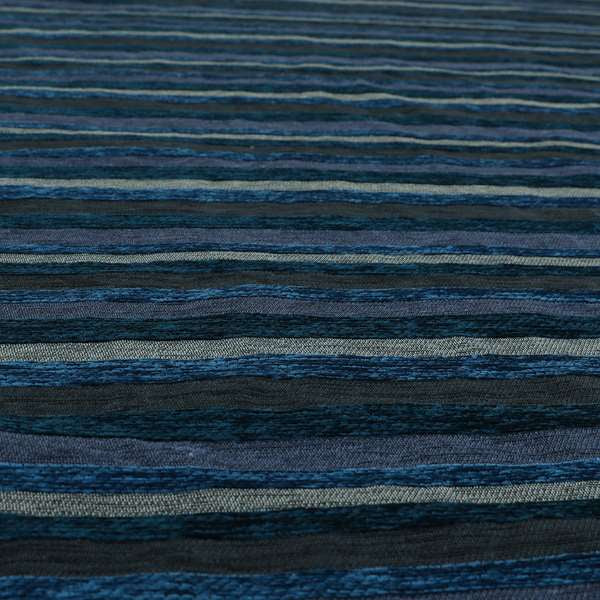 Enya Designer Soft Luxury Striped Fabric Blue Colour Chenille JO-549 - Made To Measure Curtains