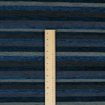 Enya Designer Soft Luxury Striped Fabric Blue Colour Chenille JO-549 - Made To Measure Curtains