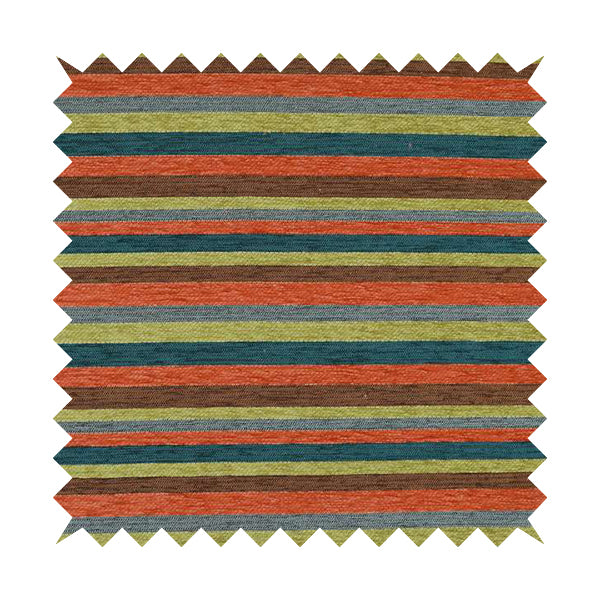 Enya Designer Soft Luxury Striped Fabric Orange Blue Green Colour Chenille JO-550 - Roman Blinds