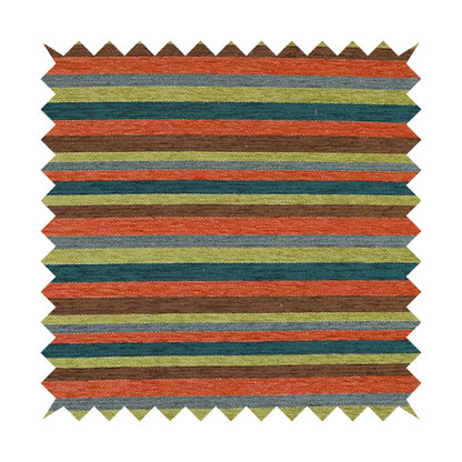 Enya Designer Soft Luxury Striped Fabric Orange Blue Green Colour Chenille JO-550 - Made To Measure Curtains