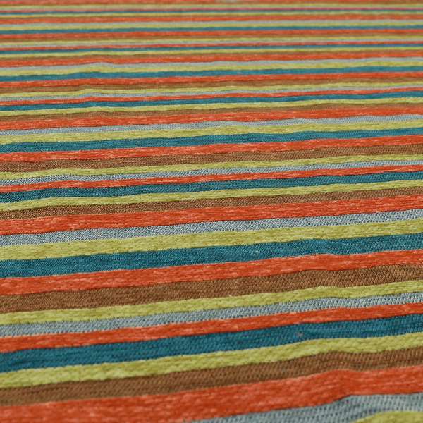 Enya Designer Soft Luxury Striped Fabric Orange Blue Green Colour Chenille JO-550 - Roman Blinds