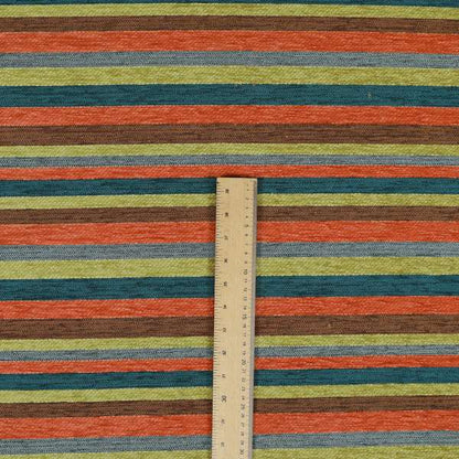 Enya Designer Soft Luxury Striped Fabric Orange Blue Green Colour Chenille JO-550 - Made To Measure Curtains