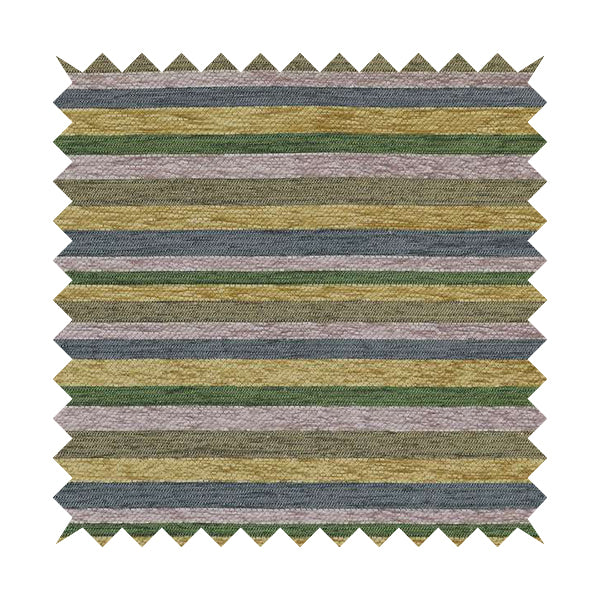 Enya Designer Soft Luxury Striped Fabric Lilac Yellow Green Colour Chenille JO-551 - Roman Blinds