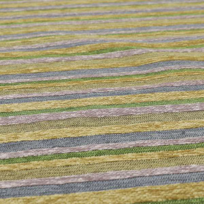 Enya Designer Soft Luxury Striped Fabric Lilac Yellow Green Colour Chenille JO-551 - Handmade Cushions